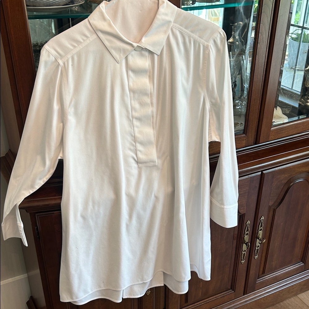 Foxcroft White Long-Sleeve Polo Tunic